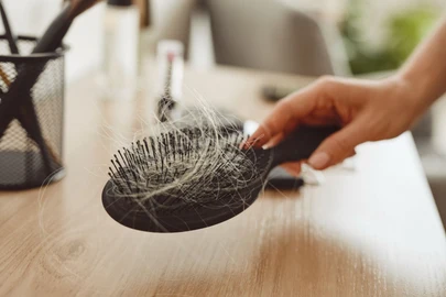 Cepillo con una gran cantidad de cabello enredado